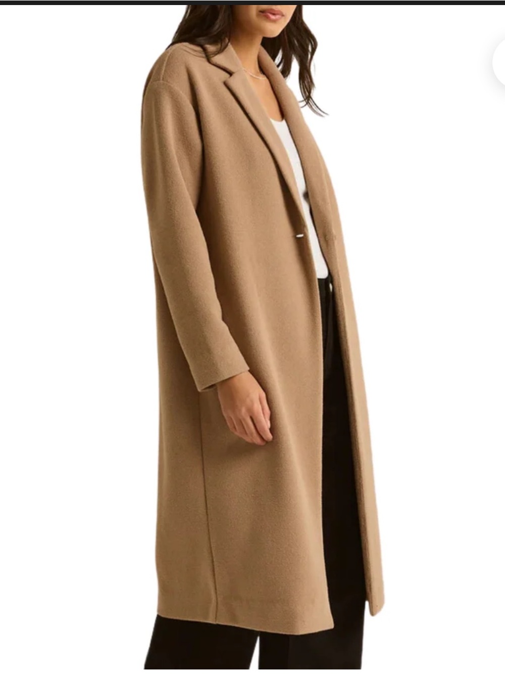 Z Supply Mason Knit Longline Trench Coat in Camel